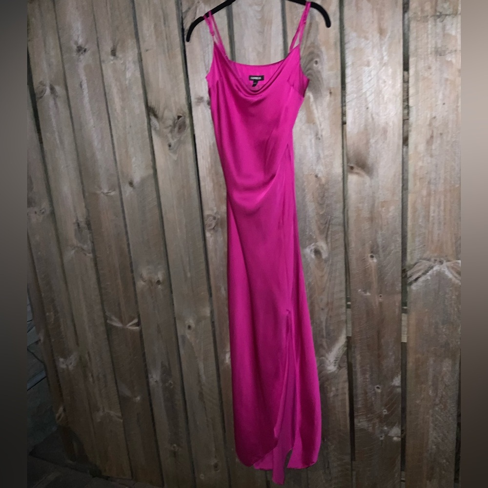 Express Sleeveless Maxi with slit  Fuchsia Dress - Picture 2 of 4